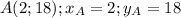 A(2;18); x_A=2; y_A=18