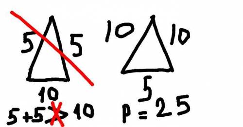 Две стороны равнобедренного треугольника равны 5 см и 10 см . найдете пириметр треугольника​