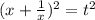 (x+ \frac{1}{x })^{2} =t^{2}