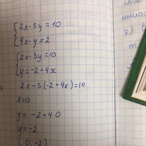 Решение систем уравнений.(2x-5y=10, 4x-y=2)Решить графически