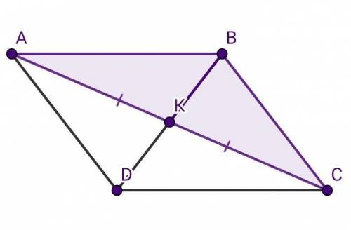 Диагонали AC и BD параллелограмма ABCD пересекаются в точке K. Докажите, что площади треугольников A