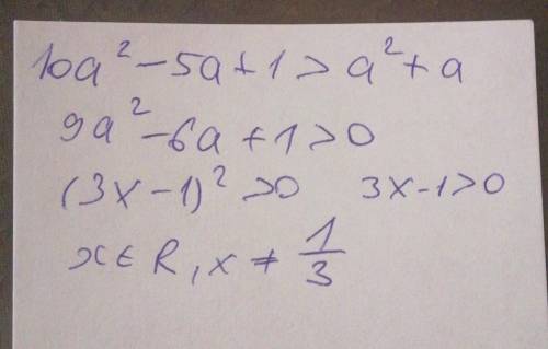10a^2-5a+1>a^2+a докажите неравенство