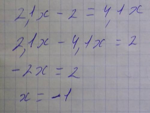 Поясніть як розв'язати рівняння! 2,1x−2=4,1x