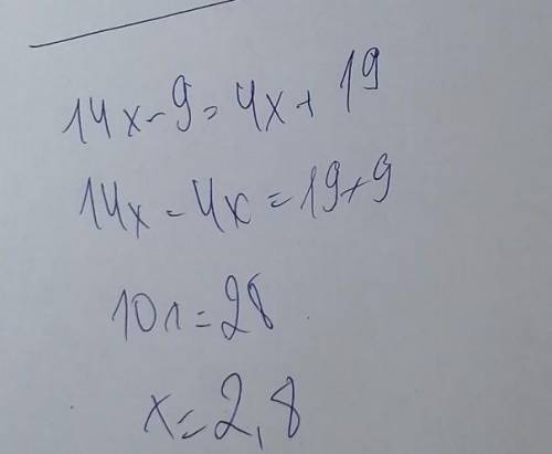 14x-9=4x+19 розвязати рівнняня​