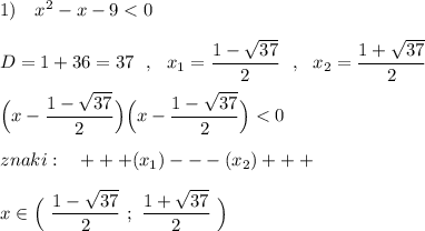 1)\ \ \ x^2-x-9