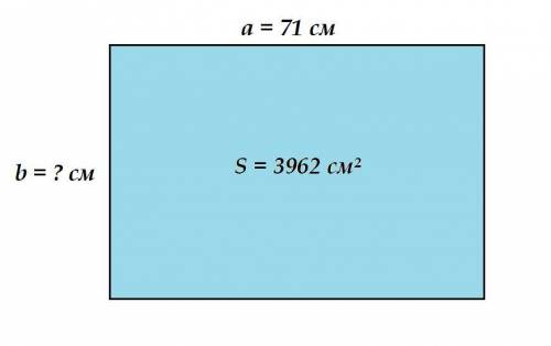Решите а=71см площадь =3962 надо найти б=?​