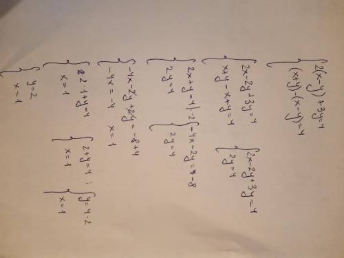 От За Решение решить систему уравнений b) 2(x - y) + 3y = 4; r) (x + y)- (x- y) = 4.