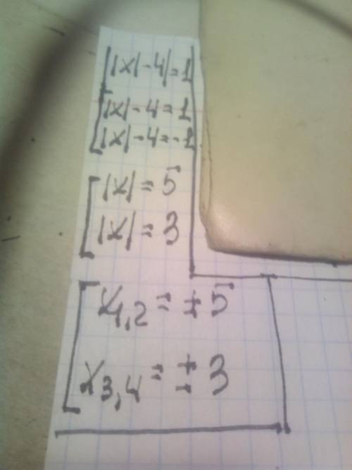 Розв'яжіть рівняння ||x|-4|=1​
