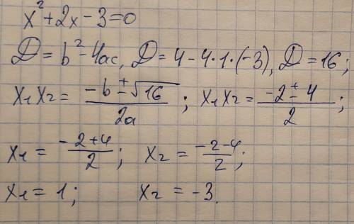Абясеіте как рішить прімер x^2+2x-3=0