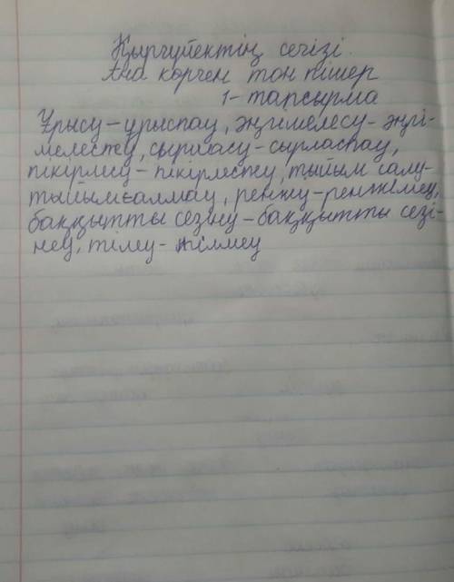 1 ЖАЗЫЛЫМ-тапсырма. Сөздіктің көмегімен сөздердің мағынасын анықта.Ұрысу/ұрыспау, әңгімелесу, сырлас