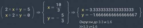 2x+y=5 x+2y=0 решить схему