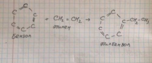 Как взят этилбензол с бензола с формулой и названиями​
