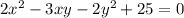 2x^2-3xy-2y^2+25=0