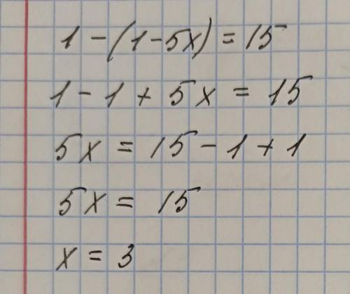 решить уравнения 5x-14=10x+16; -4x+2.4=5x-3; 1-(1-5x)=15; 4(1.2x+3.7)-2.8=5.2x