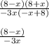 \frac{(8-x)(8+x)}{-3x(-x+8)}\\ \\ \frac{(8-x)}{-3x}\\