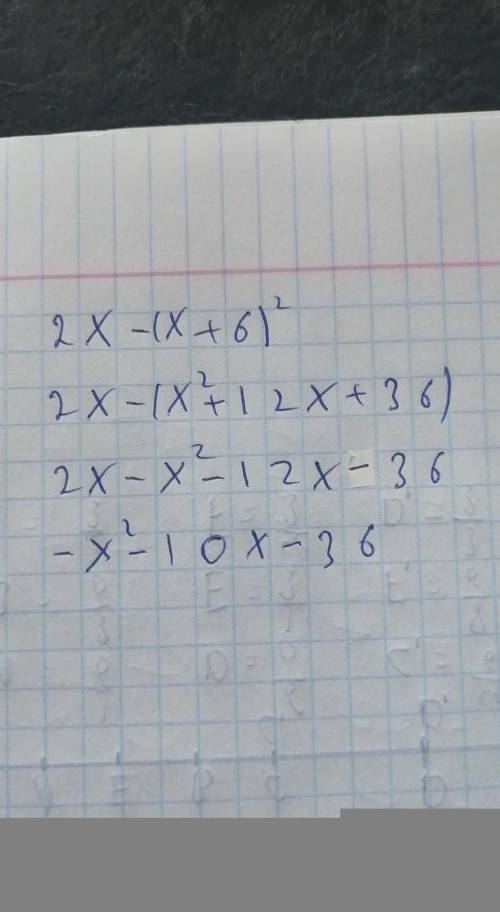 Упростить выражение 2x-(x+6)^2 с решением​