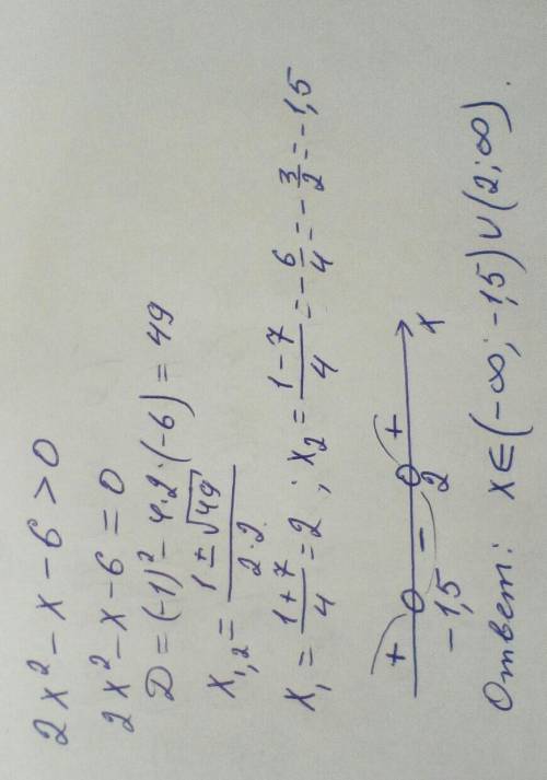 2x*2-x-6>0 Решите подробно