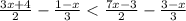 \frac{3x + 4}{2} - \frac{1 - x}{3} < \frac{7x - 3}{2} - \frac{3 - x}{3}