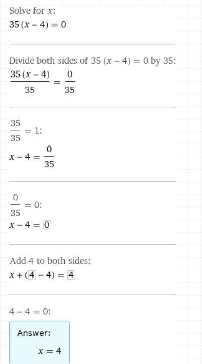 Найдите значение x: а) (x-4) х 35=0 b) 25 х (x-11)=0