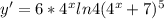 y'=6*4^xln4(4^x+7)^5