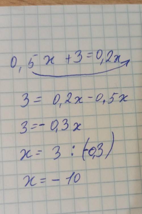05x+3=0,2x Распишите и поясните