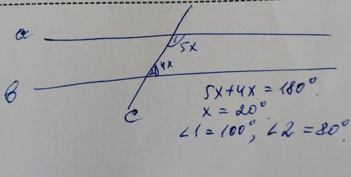 При пересечении двух параллельных прямых секущей внутренние одностороннем углы относятся как 5: 4.на