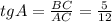 tgA=\frac{BC}{AC}=\frac{5}{12}