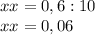 xx=0,6:10\\xx=0,06