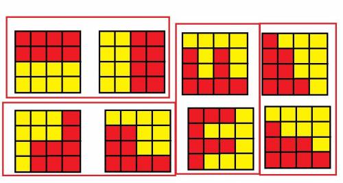 Разделите квадрат размером 4*4 клетки на две равные части так, чтобы линия разрезов шла по сторонам