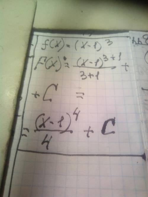 Найдите общий вид первообразной для функции y=f(x):f(x)=(x-1)^3