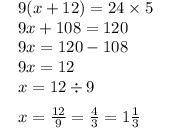 Найди х в пропорцииx +12/24 =5/9​