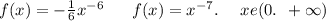 f(x)= - \frac{1}{6} {x}^{ - 6} \: \: \ \: \: \: \: f(x) = {x}^{ - 7} . \: \: \: \: \: \: xe(0. \: \: + \infty )