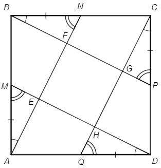 Точки M, N, P, Q — середины сторон AB, BC, CD, DA квадрата ABCD соответственно. Докажите, что точки