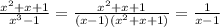 \frac{{x}^{2} + x +1}{ {x}^{3} - 1 } = \frac{{x}^{2} + x +1}{(x - 1)( {x}^{2} + x + 1)} = \frac{1}{x - 1}