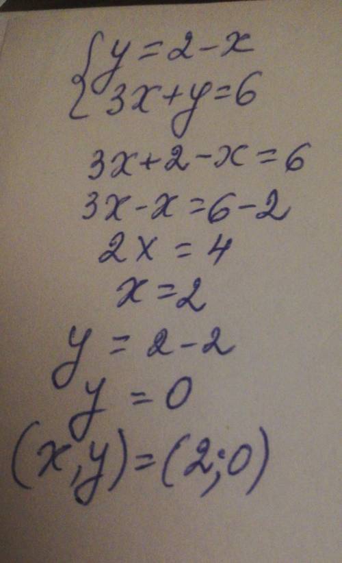 Розв'язати систему ривнянь у=2-х | 3x+у пидстановки