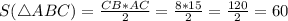 S(\triangle ABC) = \frac{CB*AC}{2} = \frac{8*15}{2} = \frac{120}{2} = 60