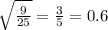 \sqrt{\frac{9}{25} } =\frac{3}{5} = 0.6\\
