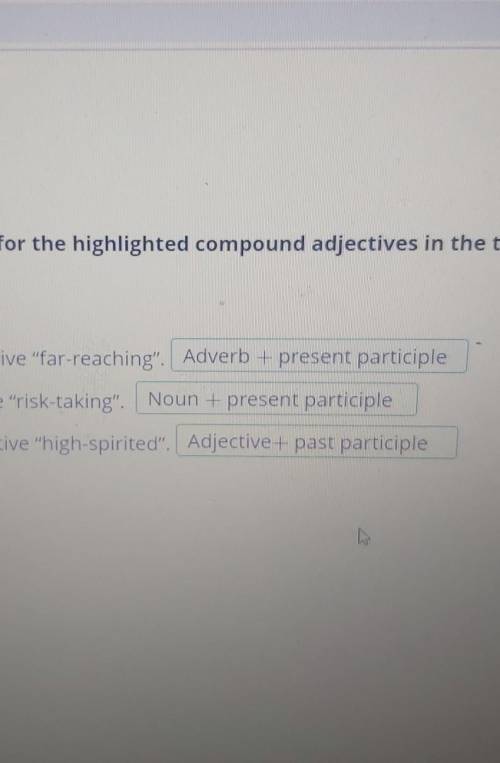 Click on the structure of the compound adjective “far-reaching”. Click on the structure the compound