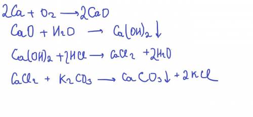 Ca->CaO->Ca(OH)2->CaCl2->CaCo3​