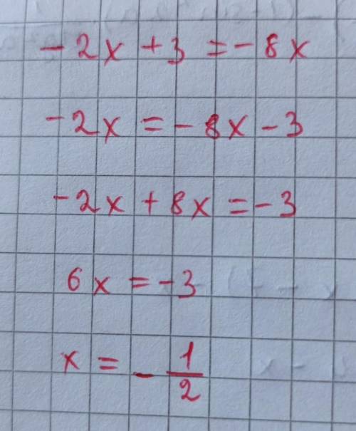 Найдите корень уравнения -2x + 3 = -8x​