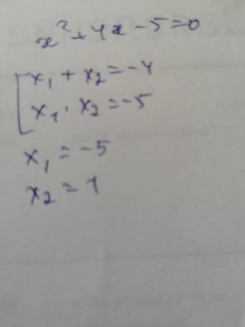 X^2 + 4x - 5 = 0 теорема Виета