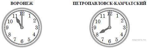 4.1. Разница во времени между городами Воронежем и Иркутском составляет +5 часов. На рисунках предст
