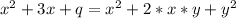 x^{2}+3x+q=x^{2}+2*x*y+y^2