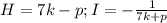 H=7k-p; I=-\frac{1}{7k+p}