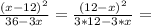 \frac{(x-12)^2}{36-3x}=\frac{(12-x)^2}{3*12-3*x}=