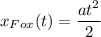 \displaystyle x_{Fox}(t)=\frac{at^2}{2}