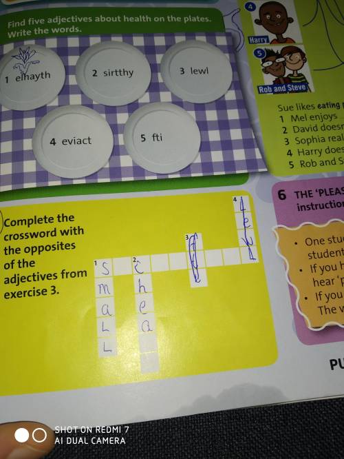 Complete the crossword with the oppsites of the adjectives from exercise 3