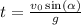 t = \frac{v_0\sin(\alpha)}{g}