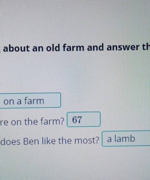 Where does Ben work? How many cows are there on the farm?Which domestic animal does Ben like the mos