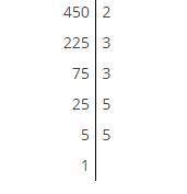 А) Разложите число 450 на простые множители. б) Запишите произведение одинаковых множителей в разлож